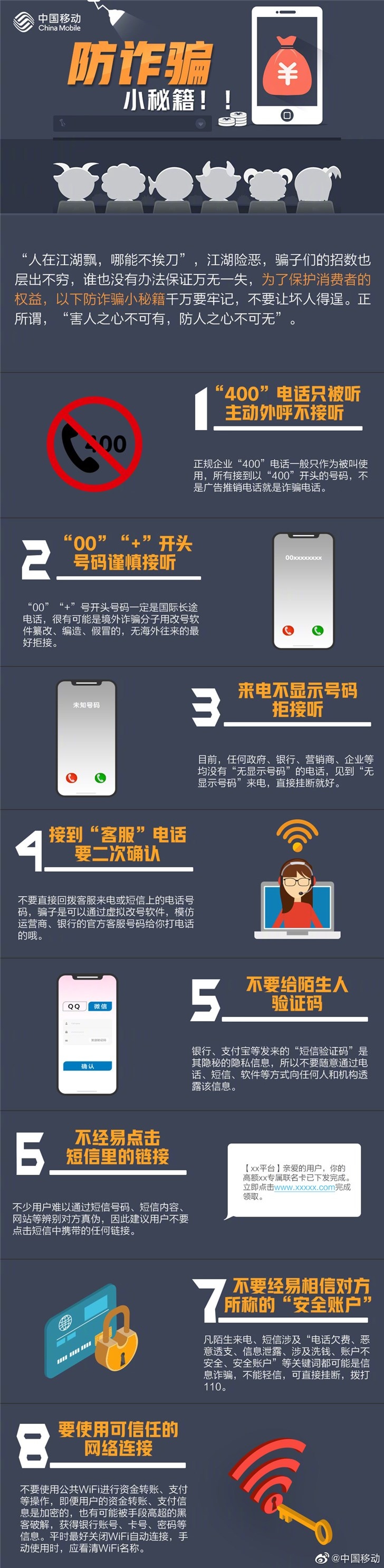 中国移动:一图教你如何识破通信骗局