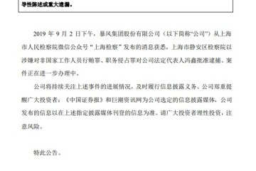 暴风集团布告法定代表人冯鑫被批准逮捕