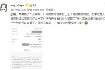 曝苹果为国内开发者结算错用美元开发者收入翻7倍