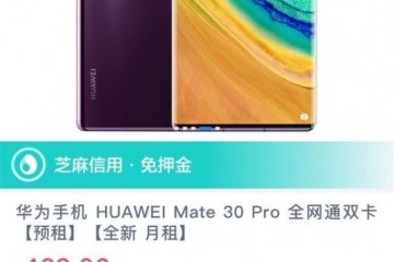 只卖4999元芝麻信誉租物曝光华为Mate30Pro国行价格