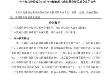 拉卡拉拟以3亿元参与投资设立考拉鲲鹏基金