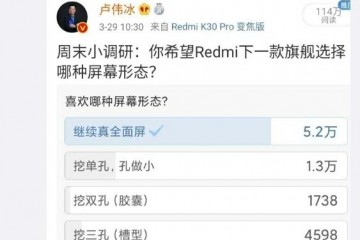 卢伟冰调研下一款红米旗舰机屏幕形状约72％网友挑选真全面屏