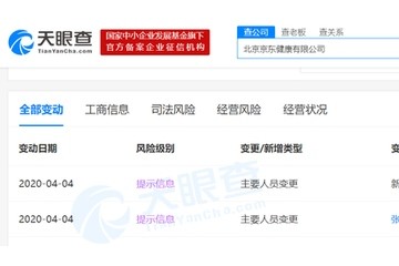 京东一号职工张奇卸职京东健康法定代表人履行董事