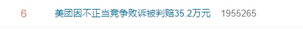 美团因不正当竞争败诉被判赔35.2万元网友罚得太少